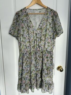 Pastel Floral V-Neck Mini Dress